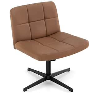 Faux Leather and Foam Cushioned Ergonomic Guest Chair in Brown with No Arms