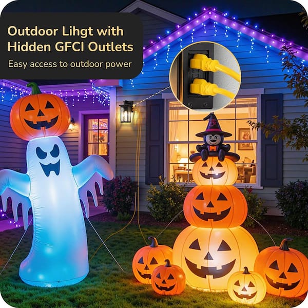 11.8 in. Black Motion Sensing Dusk to Dawn Outdoor Hardwired Wall Light Lantern Scone with Built-in 2 GFCI Outlet