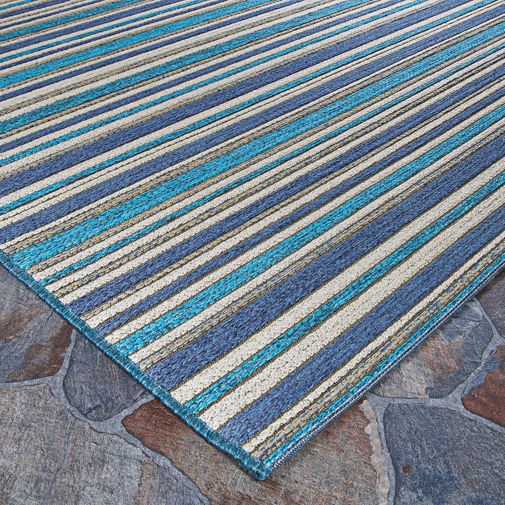 Cobalt and Teal Flat Woven Synthetic Area Rug 5' x 7'