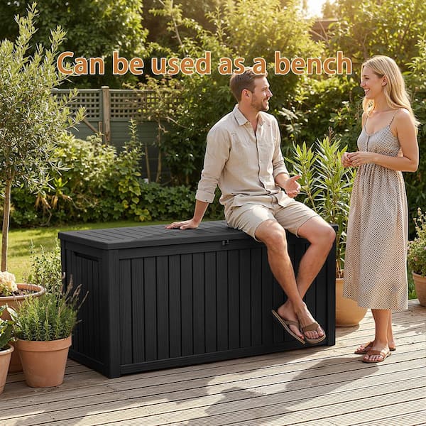 180 Gal. Black Plastic Deck Box DB148A-Black - The Home Depot