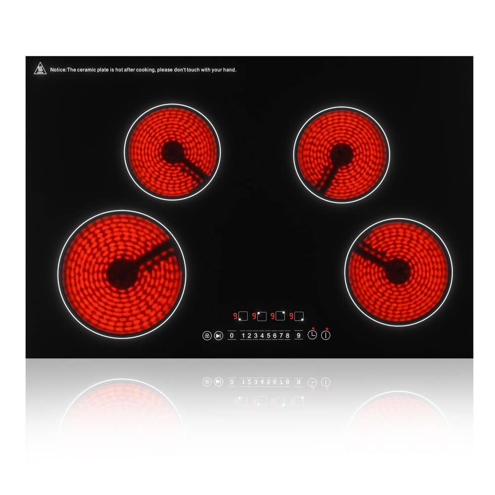30 in. 4-Elements Radiant Electric Cooktop in Black with Smooth Glass Surface and Sensor Touch Control