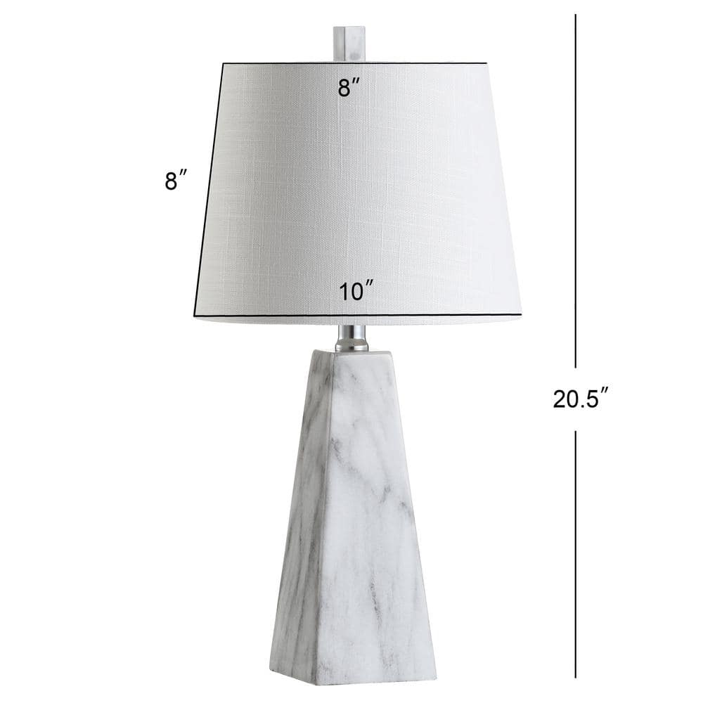 Elegant 20.5" White Marble-Effect Resin Table Lamp with Linen Shade