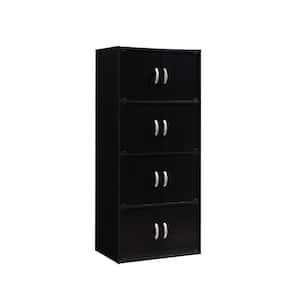 4-Shelf, 54 in. H Black Bookcase with Double Doors