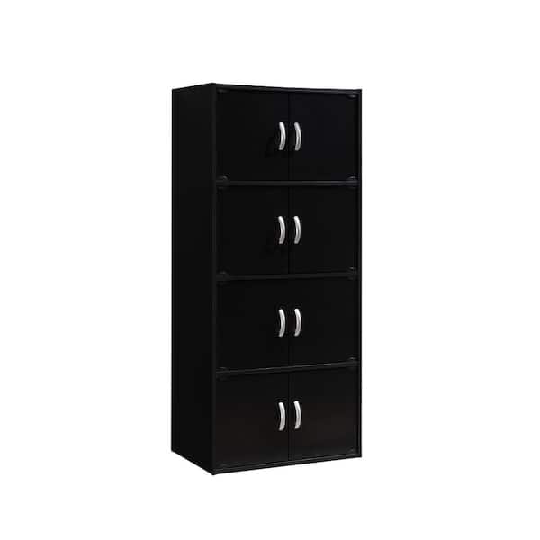 HODEDAH 4-Shelf, 54 in. H Black Bookcase with Double Doors HID44 BLACK ...