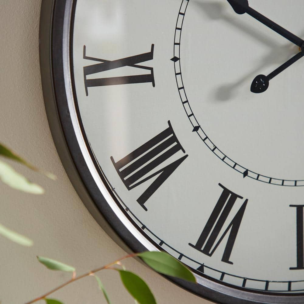 20" White and Brown Metal Round Wall Clock