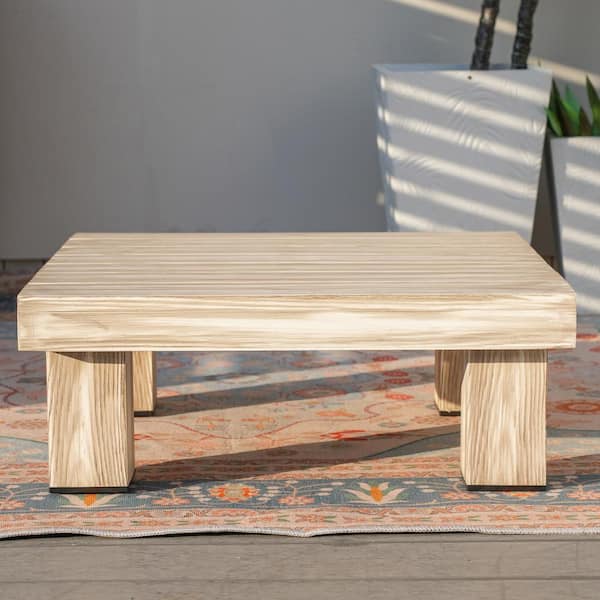 Gustave 21.7 in. W x 10.1 in. H Square Outdoor Aluminum Wood Grain Coffee Table
