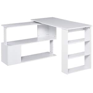 43.25 in. L-Shaped White Writing Computer Desk with Storage Shelves