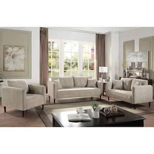 Arbusto 3-Piece Chenille Top Light Gray with Care Kit Sofa Set