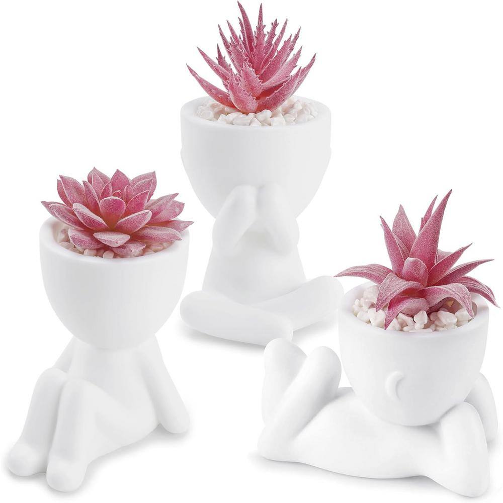 5.9 in. Pink Fake Succulents Artificial Plants 3-Piece