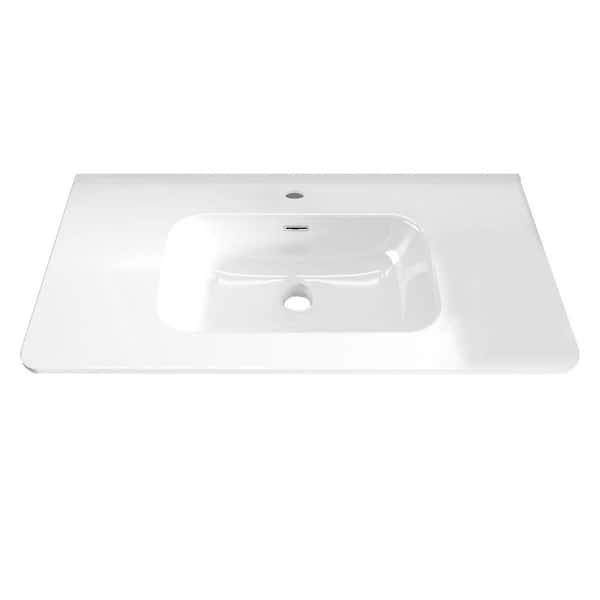 Satico 36 in. Drop-In Rectangular Integrated Bathroom Sink in