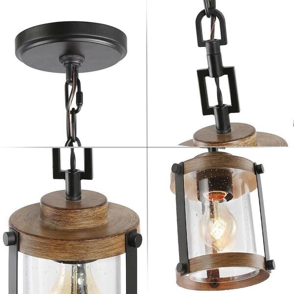 Brown LNC Mini Chandelier， Farmhouse Hanging Lamp，Drum Shades Kitchen Island Lighting A03211