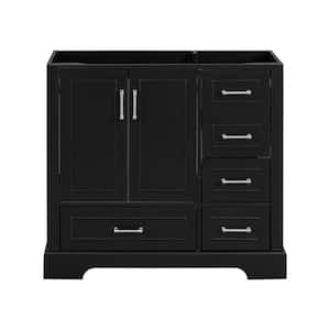 36 in. W x 17.8 in. D x 34 in. H Bath Vanity Cabinet without Top with Large Storage Shelves in Black