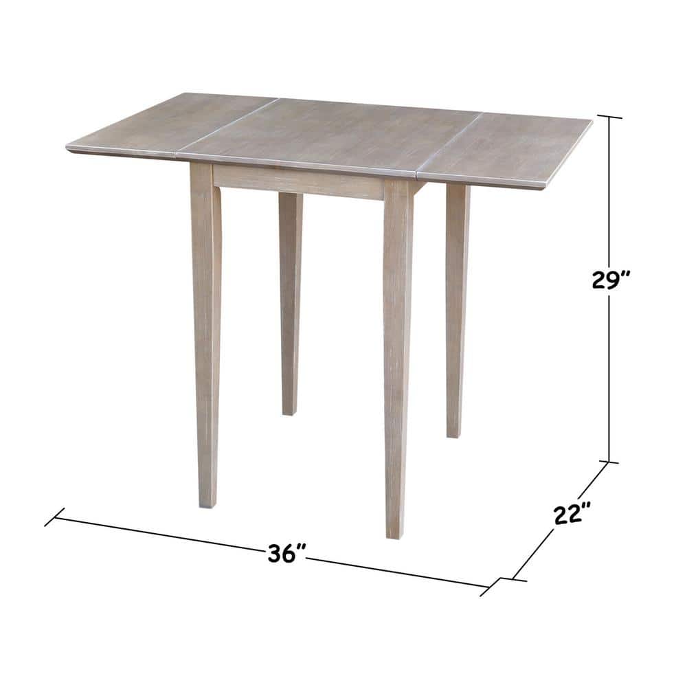 Elegant Washed Gray Taupe Solid Wood Extendable Dropleaf Dining Table