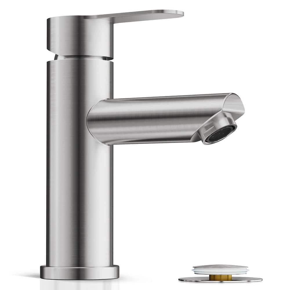 Bathroom Faucet 1 Hole,  Single Hole Single Handle RV Bathroom Sink Faucet, with Metal Pop Up Drain Brushed Nickel price history on PriceWatchPro