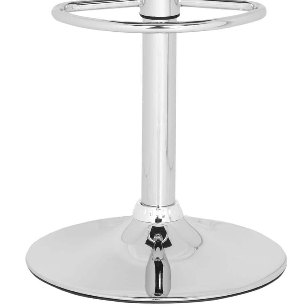 White Faux Leather Adjustable Swivel Bar Stool with Chrome Base