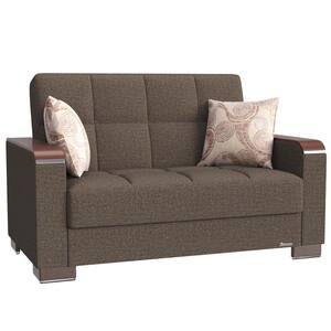 Basics x Collection Convertible 63 in. Dark Brown Polyester 2-Seater Loveseat with Storage