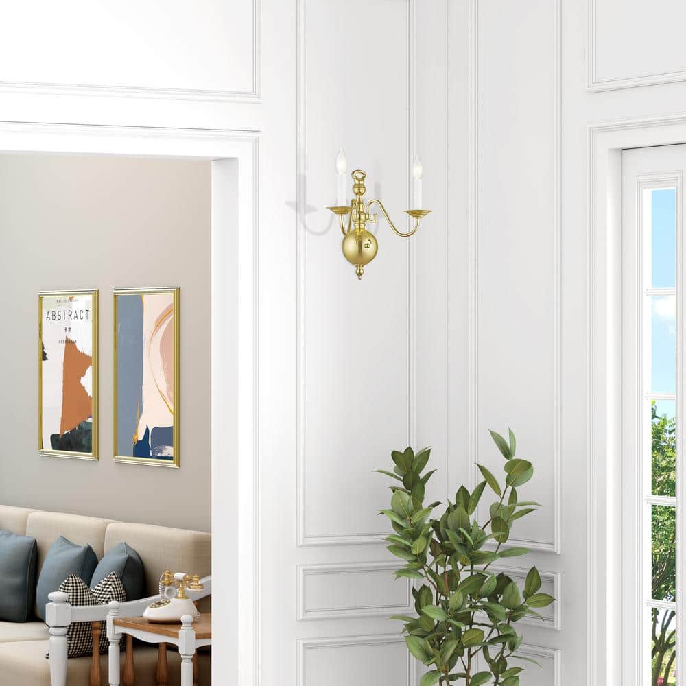 Polished Brass 2-Light Traditional Wall Sconce