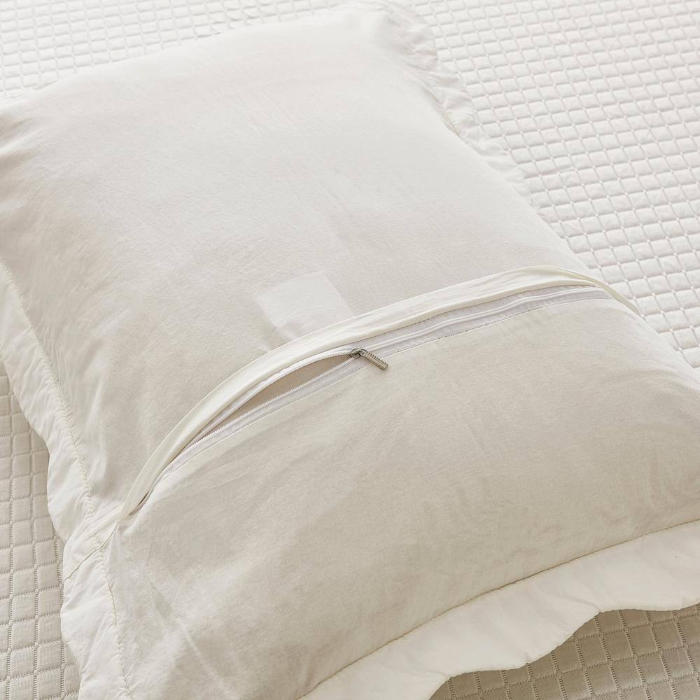 Soft White Cotton Embroidered King Pillow Shams Set