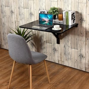 Wall-Mounted Drop-Leaf Table Floating Folding Desk Space Saver Black