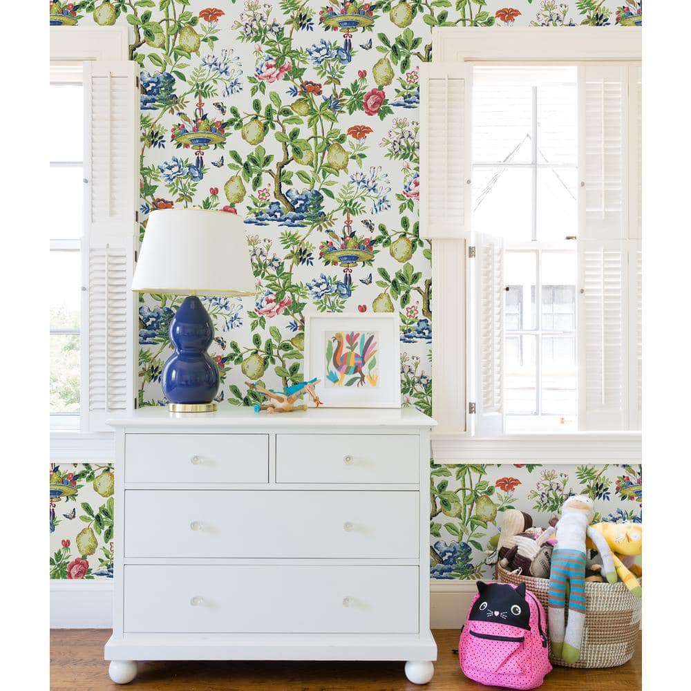 Bloom Shantung Garden Multicolor Self-Adhesive Vinyl Wallpaper