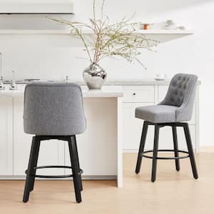 Percival 26 in. Fog Gray Fabric Counter Height Swivel Barstools with Back for Kitchen and Dining Room (Set of 2)