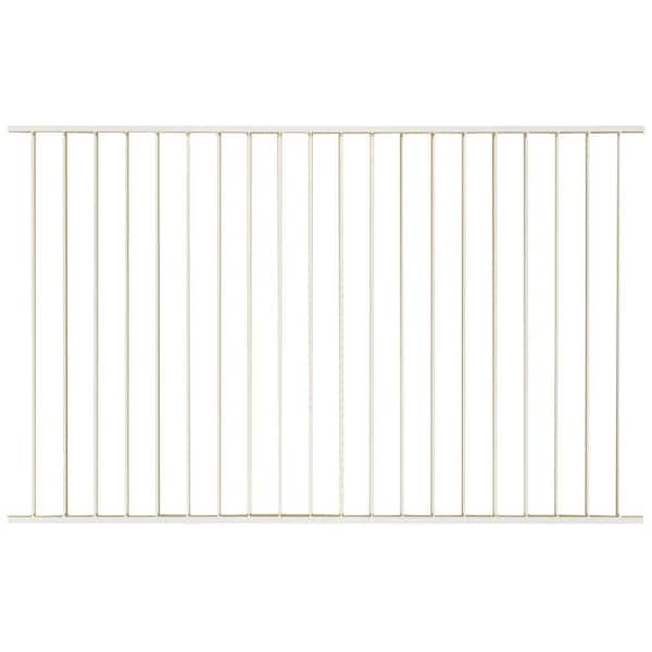 First Alert Premium Series 4 ft. H x 8 ft. W White Galvanized Steel 2-Rail Fence Panel