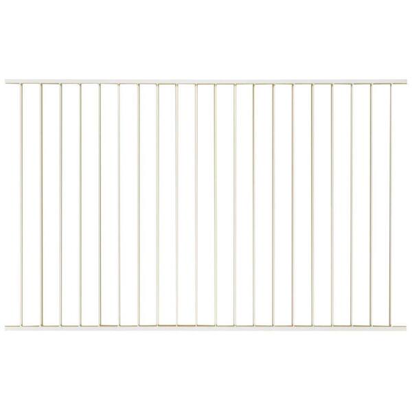 First Alert Premium Series 4 ft. H x 8 ft. W White Galvanized Steel 2-Rail Fence Panel