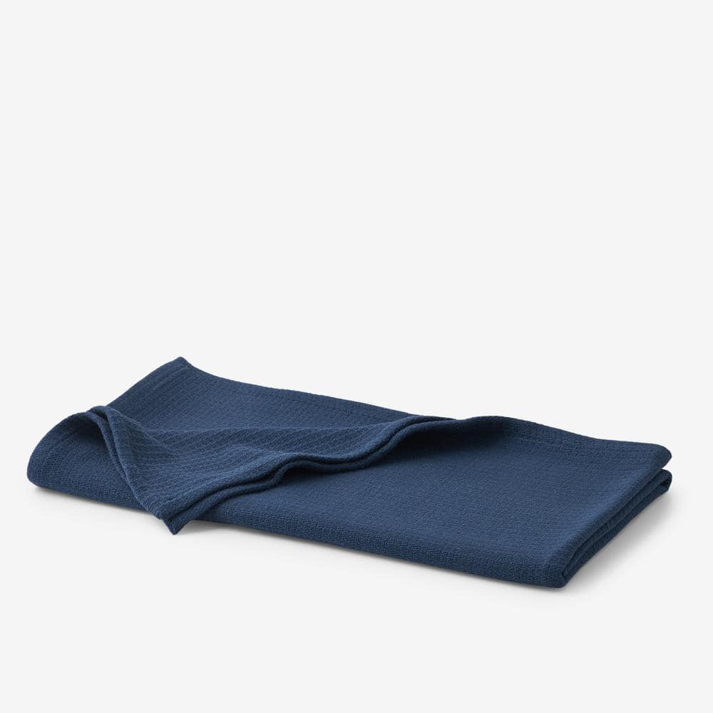 Cotton Weave True Navy Solid Woven Throw Blanket