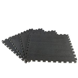 Black 25.2 in. x 25.2 in. x 0.68 in. Foam Shock Absorbing Gym Floor Tiles (4 Tiles/Pack) (17.64 sq. ft.)