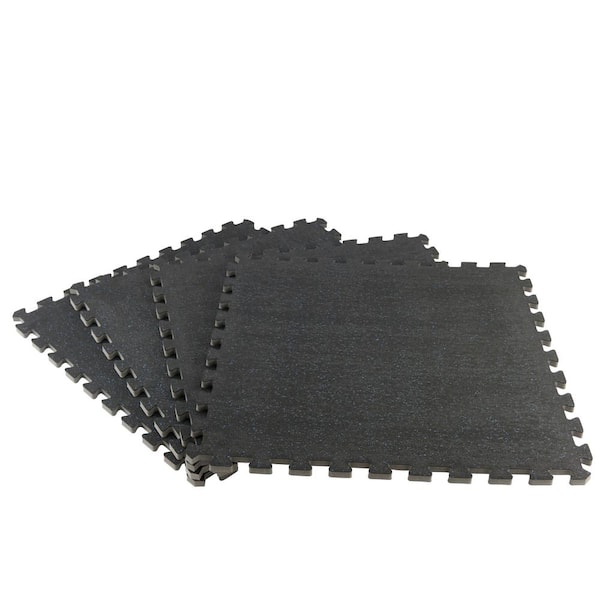 TrafficMaster Black 25.2 in. x 25.2 in. x 0.68 in. Foam Shock Absorbing Gym Floor Tiles (4 Tiles/Pack) (17.64 sq. ft.)