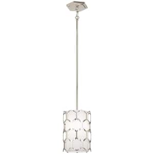 Missing Link 1-Light Polished Nickel Mini-Pendant Light with Fine White Linen Shade