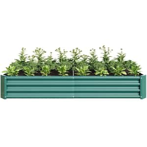 Large 71 in. L Green Metal Rectangular Outdoor Raised Garden Bed Vegetables Flowers Planter Bed (1-Pack)