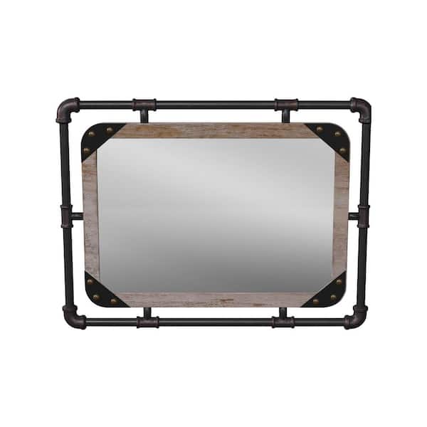 Kwok Medium Rectangle Rustic Beige Antiqued Contemporary Mirror (23.63 in. H x 31.5 in. W)