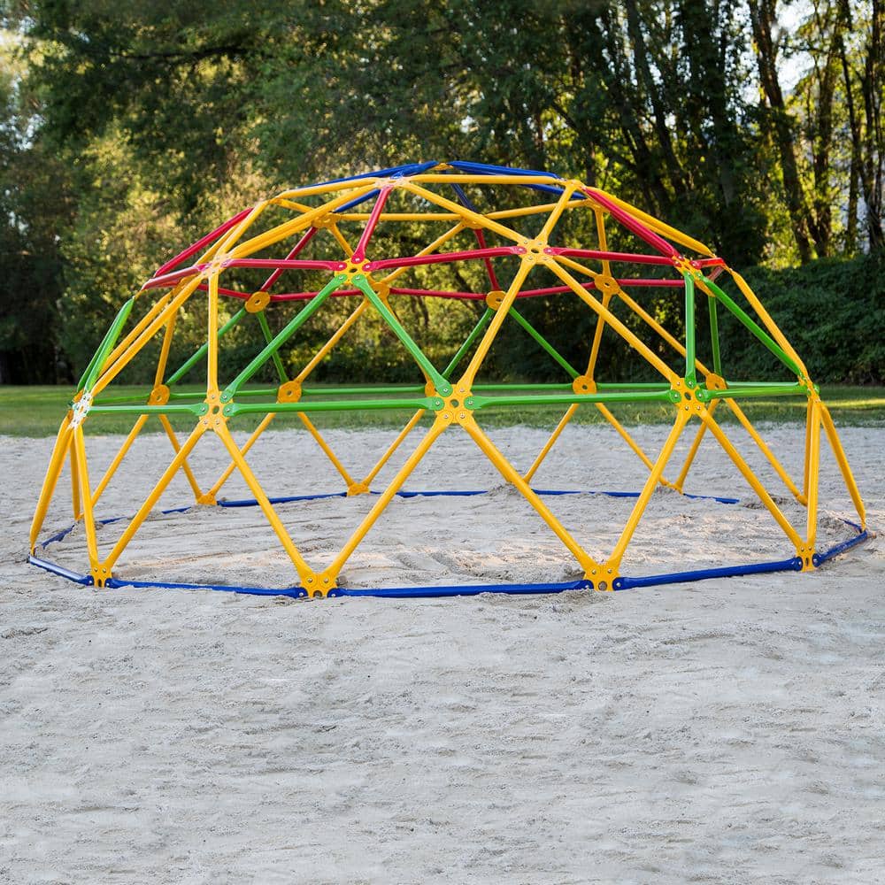 Multicolor Steel Geo Dome Climber with Swing Set and Basketball Hoop