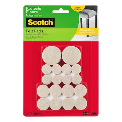 3M Scotch 4 in. x 6 in. Beige Rectangle Surface Protection Felt Floor ...