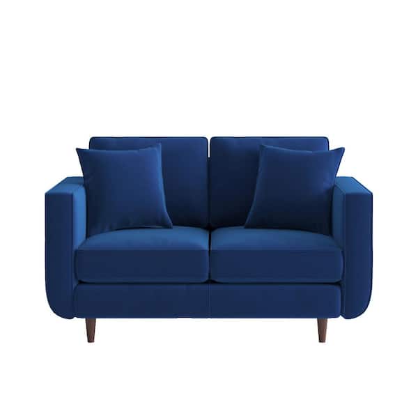 EVERGLADE HOME Carolina 59 in. Square Arm Velvet Straight in Blue