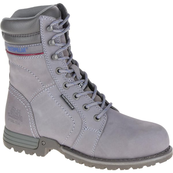 CAT Footwear Women's Echo Waterproof 8'' Work Boots - Steel Toe - Frost Grey Size 5.5(W)