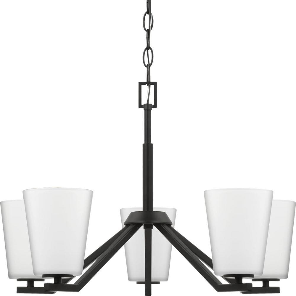 Vertex Matte Black Angular Five Light Chandelier