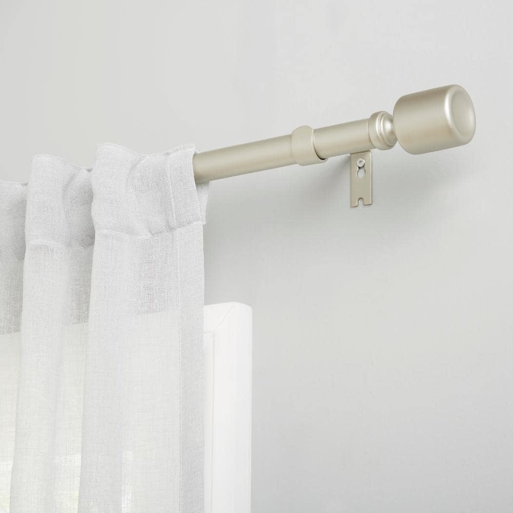 Matte Nickel Adjustable Iron Curtain Rod with Cylinder Finials