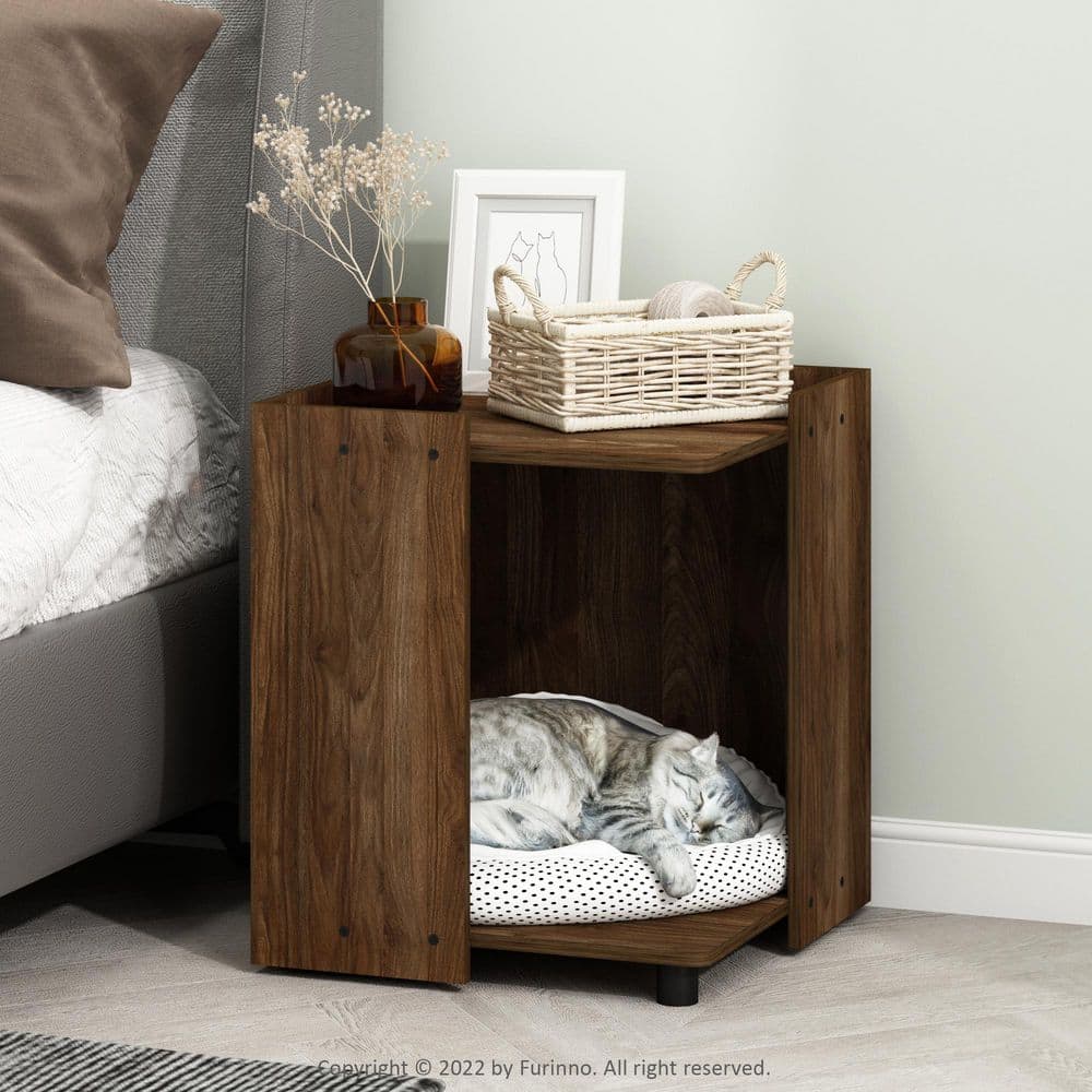 Peli 16.61 in. Columbia Walnut Square Wood End Table