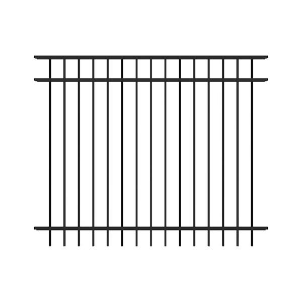 Mitchell 5 ft. H x 6 ft. W Black Aluminum Pre-Assembled Flat Top Spaced Picket Fence Panel
