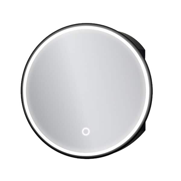 UKISHIRO 24 in. W x 24 in. H Rounded Iron Medicine Cabinet with Mirror and Anti-Fog Function