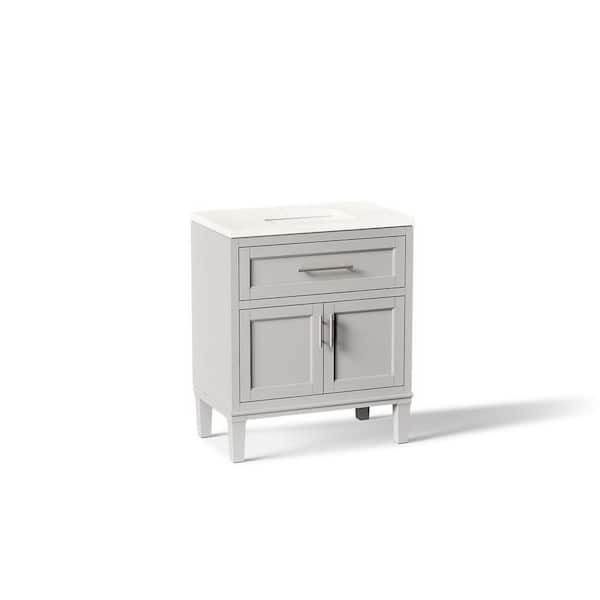 Chesil 30in. Single Sink Freestanding Atmos Grey Bath Vanity with Bianco Bella Quartz Top Assembled