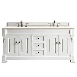 Brookfield 72 in. W x 23.5 in. D x 34.3 in. H Bathroom Vanity in Bright White with Eternal Marfil Quartz Top