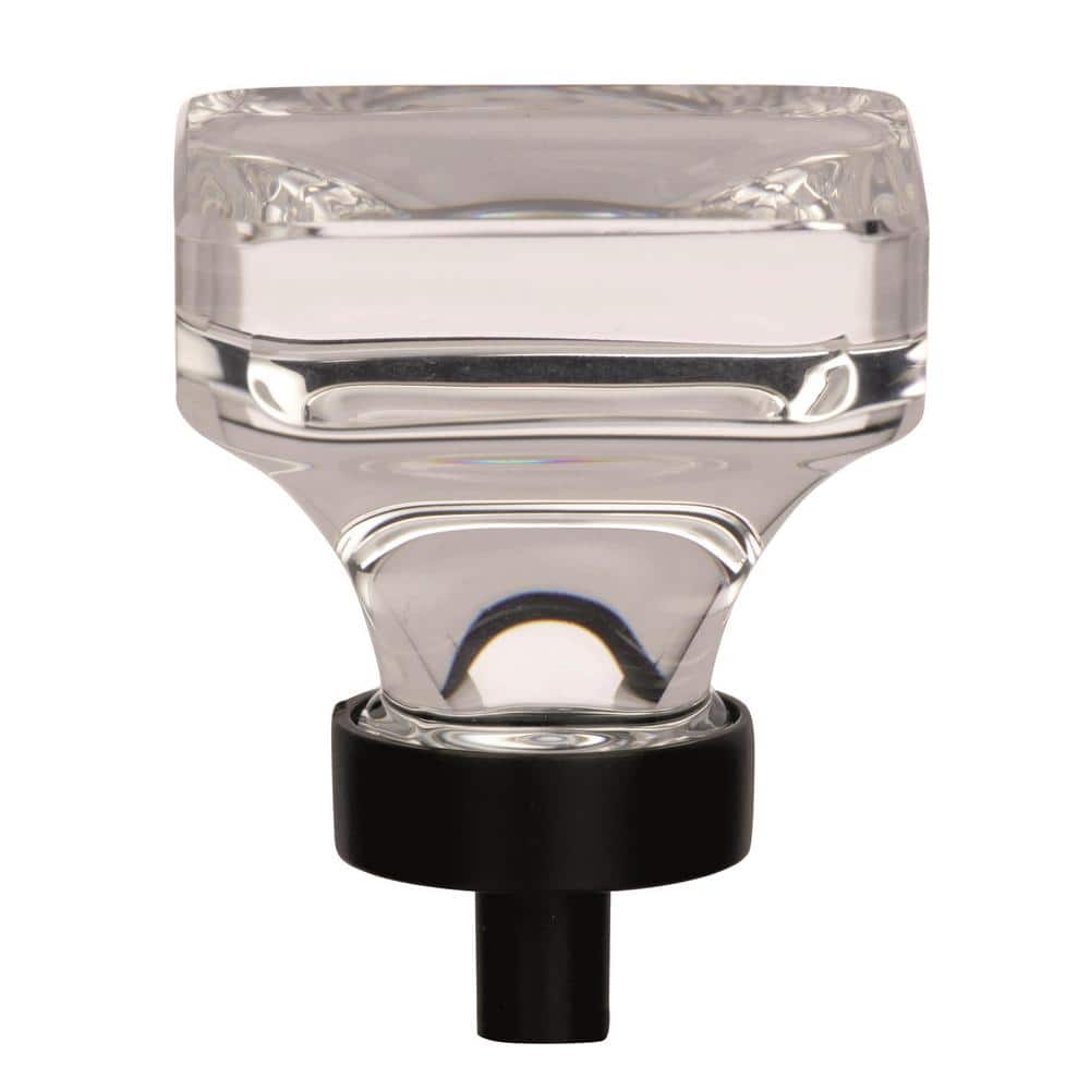 Glacio 1-3/8 in. (35mm) Modern Clear/Black Bronze Square Cabinet Knob