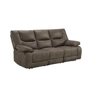 Amelia 87 in. Rolled Arm Polyester Rectangle Sofa in Gray