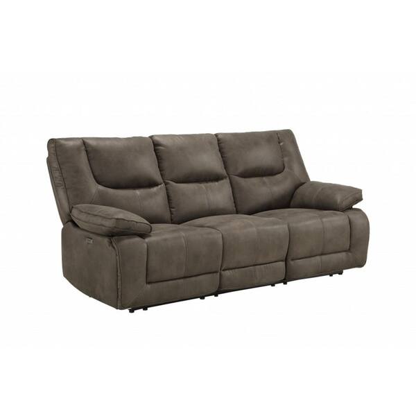 HomeRoots Amelia 87 in. Rolled Arm Polyester Rectangle Sofa in Gray