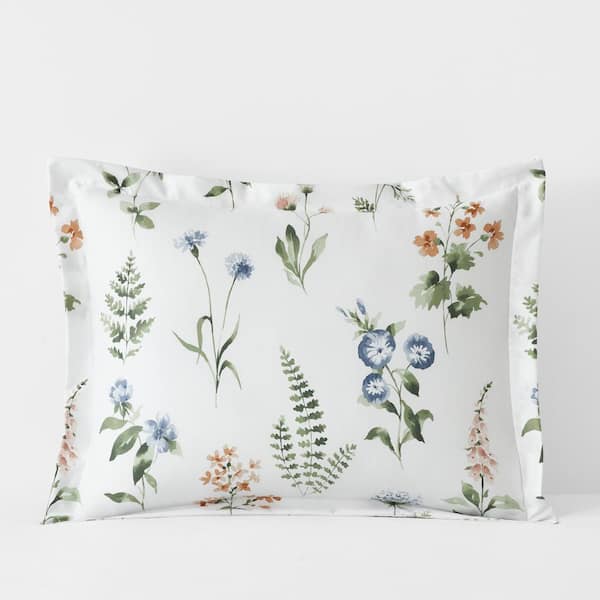The Company Store Legends Hotel Frances Wrinkle-Free White Multi Sateen King Sham