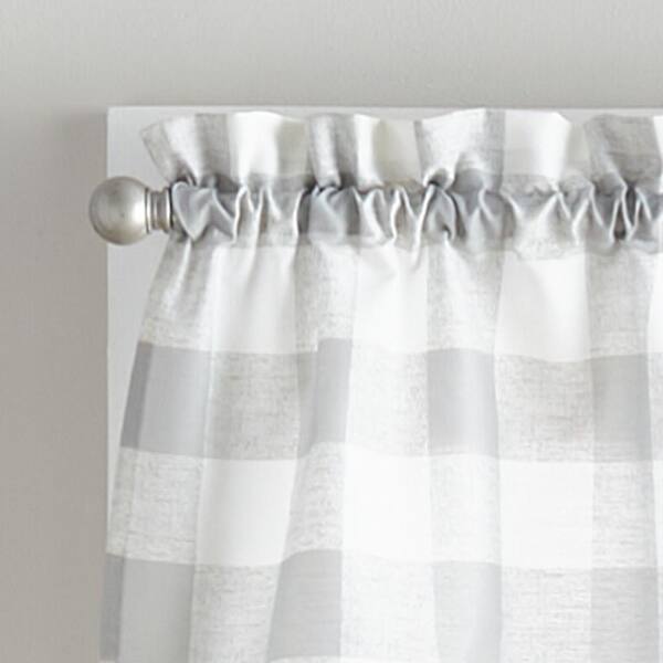 Farmhouse Living Buffalo Check Kitchen Tier Window Curtain Set of 2 - 30 x  36 - Gray/White - Elrene Home Fashions