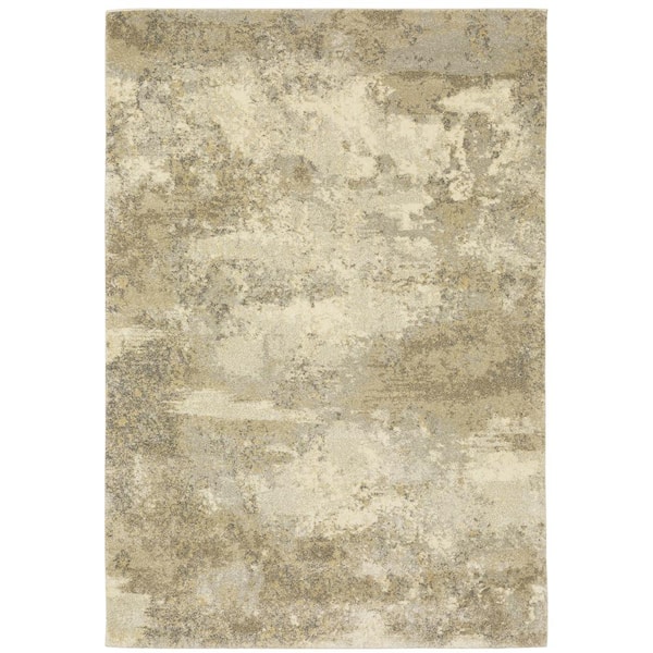Asbury Gold/Beige 10 ft. x 13 ft. Vintage Abstract Polypropylene Indoor Area Rug